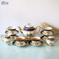 Bộ ấm Trà MT Xanh dương Hoa hồng Vàng