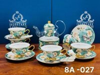 BỘ ẤM TRÀ NẾN CHÉN SỨ XƯƠNG CÓ ĐẾ ĐỰNG NẾN SANG TRỌNG