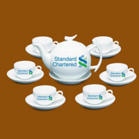 Bộ ấm trà quà tặng in logo Standard Chartered