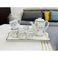 Bộ Ấm Trà Sứ CAMELLIA Kèm Khay Sứ