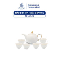 Bộ Ấm Trà Sứ Minh Long 0.3 L - Mẫu Đơn IFP - Viền Chỉ Vàng