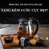 Bộ ấm trà thuỷ tinh có khay lọc