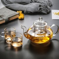 Bộ ấm trà thủy tinh có lõi lọc chịu nhiệt kèm 4 cốc tiện lợi