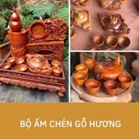 Bộ ấm trà tử sa bát tràng,bộ ấm trà gỗ Mộc Hương Cao Cấp