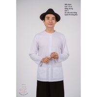 Bộ áo bà ba nam phối áo cate trắng + Quần cate đen - Có bộ bà ba Bigsize