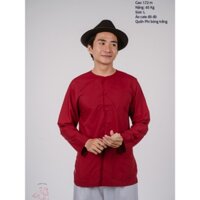 Bộ áo bà ba nam phối áo cate đỏ + Quần phi trắng - Có bộ bà ba Bigsize