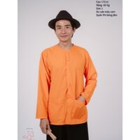 Bộ áo bà ba nam phối áo cate cam+ Quần cate đen - Có bộ bà ba Bigsize