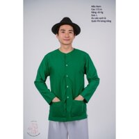 Bộ áo bà ba nam phối áo cate xanh lá + Quần cate trắng - Có bộ bà ba Bigsize