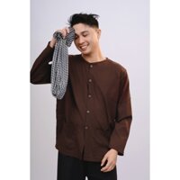 Bộ áo bà ba nam vải kate (áo nâu quần đen)- Có bộ bà ba Bigsize- may sỉ bà ba toàn quốc - May bộ bà ba theo yêu cầu