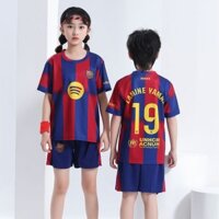 Bộ áo bóng đá FCB 25-26 Áo bóng đá số 19 màu hồng Áo bóng đá trẻ em