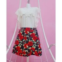 🌹Bộ Áo Chân Váy Nữ Hoa Hồng Đỏ, Áo Hoa Hồng Trắng Ren, Chân Váy Thời Trang, Hàng Hiệu Elise Xuất Dư, Size Dưới 57kg🌹