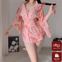 Bộ áo choàng ngủ voan sexy  kiểu đồ kimono cosplay cô gái Nhật Bản quyến rũ, gợi cảm