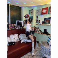 Bộ Áo Cổ Yếm Thấp + Chân Váy y2k Miniskirt Châu Á Dễ Thương Cho Bé Gái