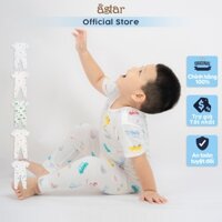 Bộ áo cộc quần dài Astar vải cotton rayon hoạ tiết co giãn, thoáng cho bé trai, gái size 9th - 5t