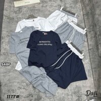 Bộ áo cộc quần dài cho nữ 2 màu than và ghi