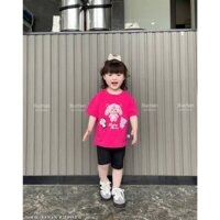 BỘ áo cộc tay in hình Babytherr chất vải cooton mát mẻ cho mùa hè cho bé gái in babytherr