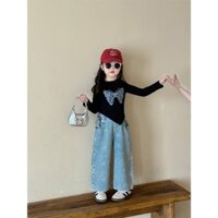 BỘ ÁO COTTON TAY DÀI LỆCH VẠT QUẦN SUÔNG BÉ GÁI 10-30KG(BUOMX)