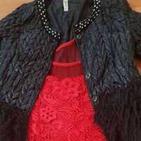 Bộ áo da +váy body ren