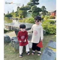 Bộ áo dài Tết thiên long cho bé trai Beemo Chất liệu nhung siêu mướt mịn, lên form cực kì đẹp B576