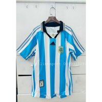 Bộ áo đấu bóng đá thể thao clb Argentina retro 1998 1999 áo có cổ màu xanh sọc trắng quần đen có túi