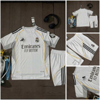 Bộ Áo Đấu CLB Real Madrid Sân nhà 2025 Màu Trắng CK C1 vải gai full patch nhung