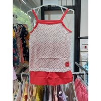 Bộ áo dây hoa đỏ + quần đỏ cotton giấy xuất Hàn. HA1015