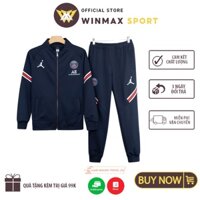 Bộ Áo Khoác Bóng Đá Paris Saint Germain, Áo Khoác Nỉ Cao Cấp PSG Cổ Kéo Màu Xanh Than - Thời Trang Cao Cấp WinMax