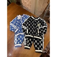 Bộ áo khoác dài tay thu đông cho bé trai in tràn N.Y chất nỉ 2 da xịn mềm bo gấu giữ ấm cho bé đi học đi chơi