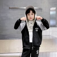 Bộ Áo Khoác Lông Cừu Có Nón + Quần Dài Dày Dặn Ấm Áp Phong Cách Hàn Quốc Thời Trang Thu Đông Cho Bé Trai 110-160cm
