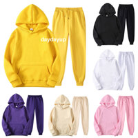 Bộ áo len nguyên khối cỡ lớn dành cho nam và nữ Bộ áo hoodie dáng rộng dành cho cặp đôi
