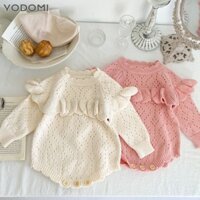 Bộ Áo Liền Quần Bằng Len Lông Cừu Tay Dài Thời Trang Dành Cho Bé Gái Sơ Sinh 2255