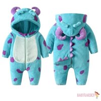 Bộ Áo Liền Quần Bằng Lông Cừu Dày Dặn Giữ Ấm Mùa Đông In Hình Thú Hoạt Hình Cho Bé 6 Tháng
