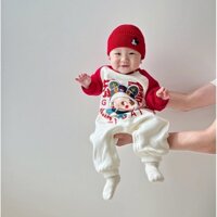 Bộ Áo Liền Quần Bằng Lông Cừu Siêu Dễ Thương Phong Cách Phương Tây Thời Trang Thu Đông Cho Bé Trai Và Gái