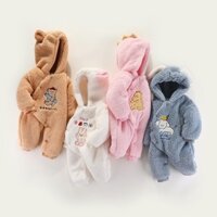 Bộ Áo Liền Quần Bằng Vải Lông Tuyết Dày Dặn Dễ Thương Cho Bé, Body mùa đông hàng quảng châu cao cấp