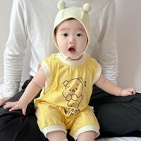 Bộ áo liền quần cho bé mùa hè Jumpsuit bé trai bé gái Bộ áo liền quần hoạt hình gấu Phiên bản Hàn Quốc Bộ áo liền quần sơ sinh Mùa hè Áo liền quần không tay Quần áo đi chơi Hợp thời trang