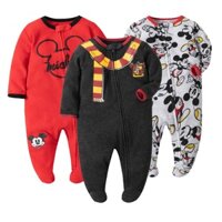 Bộ áo liền quần dài tay cho bé sơ sinh Disney Baby Boy Zipper Bộ đồ ngủ in hình nàng tiên cá