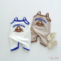 Bộ Áo Liền Quần Hai Dây Họa Tiết Gấu Hoạt Hình Thời Trang Mùa Hè Cho Bé 0-2