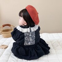 Bộ Áo Liền Quần Hai Lớp Bằng Vải Lông Cừu Dày trang điểm trờ đông korea Cho Bé Gái AMBB KIDS