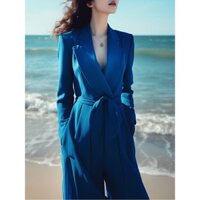 Bộ áo liền quần màu xanh Jumpsuit Jumpsuit Jumpsuit Jumpsuit