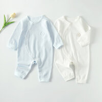 Bộ áo liền quần mùa xuân thu cho bé loại A Cotton nguyên chất không xương mỏng phong cách áo liền quần dài tay cho bé 3.18