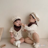 Bộ Áo Liền Quần Ngắn Tay + Mũ Cho Bé Sơ Sinh