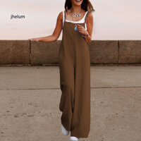 Bộ áo liền quần nữ mặc hàng ngày Bộ áo liền quần sang trọng không cổ Spaghetti Dây đeo Jumpsuit để mặc hàng ngày không lưng dáng rộng vừa vặn Quần yếm ống rộng Trang phục dài đầy đủ cho nữ