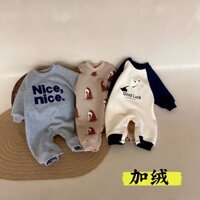 Bộ Áo Liền Quần Thể Thao Bằng Vải Lông Cừu Mỏng In Hoạt Hình Thời Trang Thu Đông 2023 Cho Bé