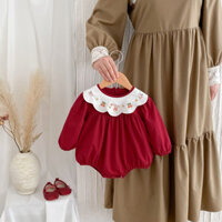 Bộ áo liền quần thỏ anh đào dài / ngắn Cotton năm mới Quần áo bé gái Quần áo trẻ em