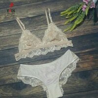 Bộ Áo lót bralette màu nude và chip phối ren lưới