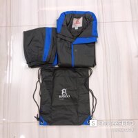 Bộ áo mưa 2 lớp thời trang cao cấp Rando - Xanh đen phối xanh d,XL