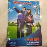Bộ áo mưa Cao Cấp 1 khóa 2 lớp - bộ quần áo đi mưa chống lạnh MH 15 Hộp Dọc Chính Hãng