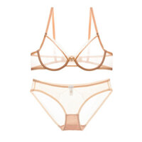 Bộ Áo Ngực Gợi Cảm Siêu Mỏng Nữ Áo Ngực Trong Suốt + Quần Lót Thép Mềm Nhẫn Thanh Niên Cô Gái Không Miếng Bọt Biển Quần Lót Dây Nữ