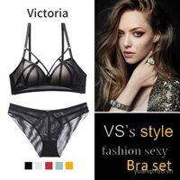 Bộ áo ngực kiểu Victoria's Secret có dây đeo ngực, cúp mỏng thoải mái, không có viền thép 55 KK2W