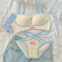 Bộ Áo Ngực + Quần Lót Không Đường May Màu Sắc Tương Phản 3 / 4 cup